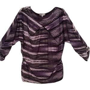 Jennifer Lopez Purple Striped Dolman Sleeve Top